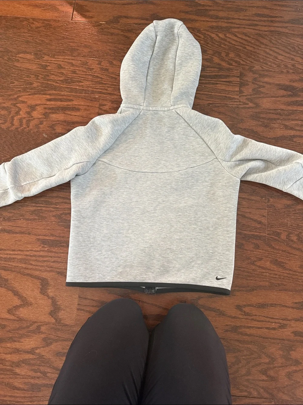 Nike tech Light Gray Kids Zip Hoodie with Black Accents